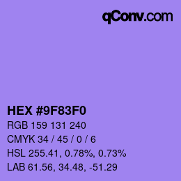 Color code: HEX #9F83F0 | qconv.com