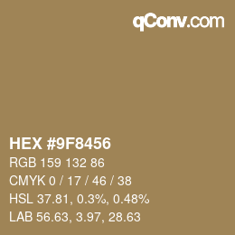 Farbcode: HEX #9F8456 | qconv.com