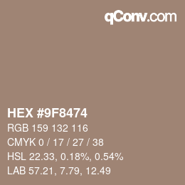 Color code: HEX #9F8474 | qconv.com