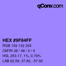 カラーコード: HEX #9F84FF | qconv.com