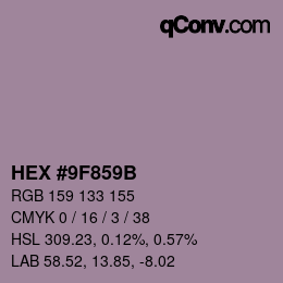 Color code: HEX #9F859B | qconv.com