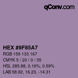 Color code: HEX #9F85A7 | qconv.com