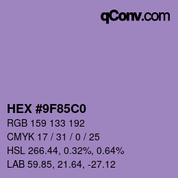 カラーコード: HEX #9F85C0 | qconv.com