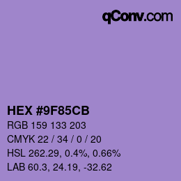 Color code: HEX #9F85CB | qconv.com