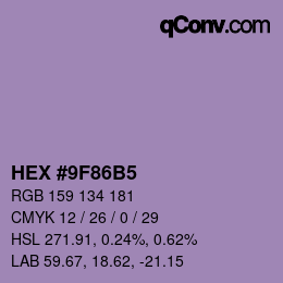 Color code: HEX #9F86B5 | qconv.com