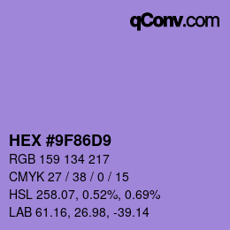 Color code: HEX #9F86D9 | qconv.com