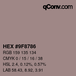 Color code: HEX #9F8786 | qconv.com