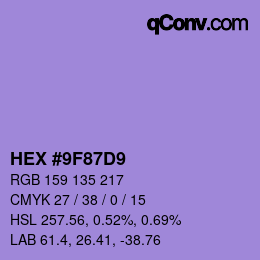 Código de color: HEX #9F87D9 | qconv.com