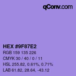 Color code: HEX #9F87E2 | qconv.com