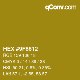 Color code: HEX #9F8812 | qconv.com