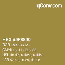 Color code: HEX #9F8840 | qconv.com