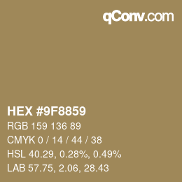 Color code: HEX #9F8859 | qconv.com