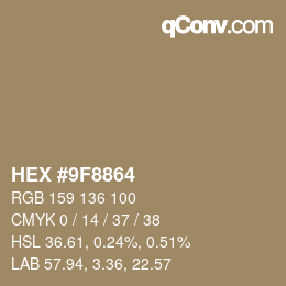 Color code: HEX #9F8864 | qconv.com