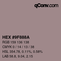 Color code: HEX #9F888A | qconv.com