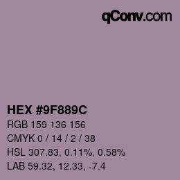Color code: HEX #9F889C | qconv.com