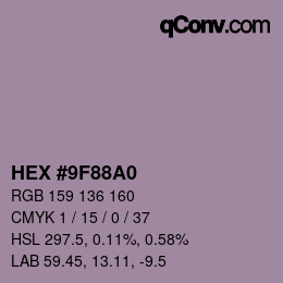 颜色代码: HEX #9F88A0 | qconv.com