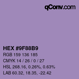 Color code: HEX #9F88B9 | qconv.com