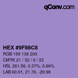 Color code: HEX #9F88C8 | qconv.com