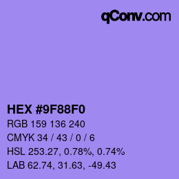 Color code: HEX #9F88F0 | qconv.com