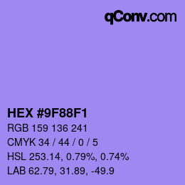 Color code: HEX #9F88F1 | qconv.com