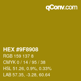 Color code: HEX #9F8908 | qconv.com