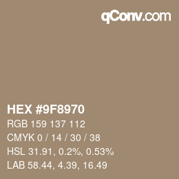 カラーコード: HEX #9F8970 | qconv.com