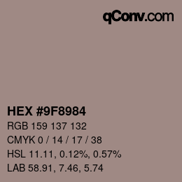 Farbcode: HEX #9F8984 | qconv.com