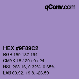 Color code: HEX #9F89C2 | qconv.com