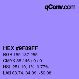 Color code: HEX #9F89FF | qconv.com