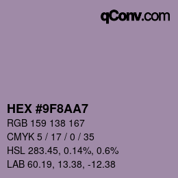 Color code: HEX #9F8AA7 | qconv.com