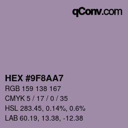 Color code: HEX #9F8AA7 | qconv.com