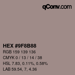 Código de color: HEX #9F8B88 | qconv.com