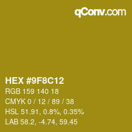 Color code: HEX #9F8C12 | qconv.com
