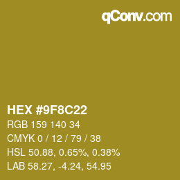 カラーコード: HEX #9F8C22 | qconv.com
