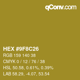 Color code: HEX #9F8C26 | qconv.com