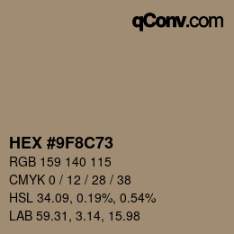 Color code: HEX #9F8C73 | qconv.com