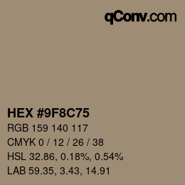 Color code: HEX #9F8C75 | qconv.com