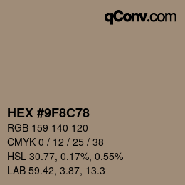 Color code: HEX #9F8C78 | qconv.com