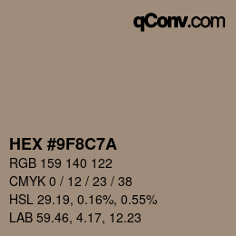 Color code: HEX #9F8C7A | qconv.com