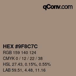 Código de color: HEX #9F8C7C | qconv.com