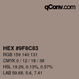 Color code: HEX #9F8C83 | qconv.com