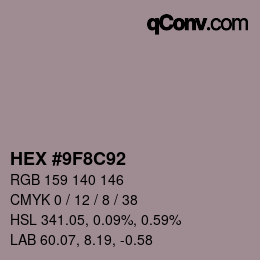 カラーコード: HEX #9F8C92 | qconv.com