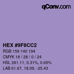 Color code: HEX #9F8CC2 | qconv.com