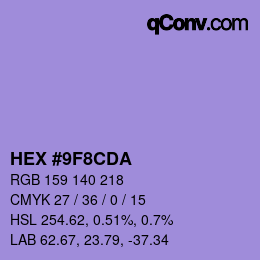 カラーコード: HEX #9F8CDA | qconv.com