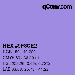 Color code: HEX #9F8CE2 | qconv.com