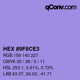 颜色代码: HEX #9F8CE3 | qconv.com
