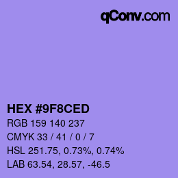 Farbcode: HEX #9F8CED | qconv.com