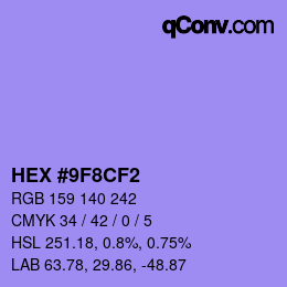 カラーコード: HEX #9F8CF2 | qconv.com