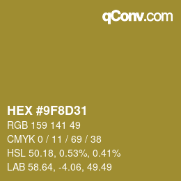 Color code: HEX #9F8D31 | qconv.com