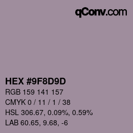 Color code: HEX #9F8D9D | qconv.com